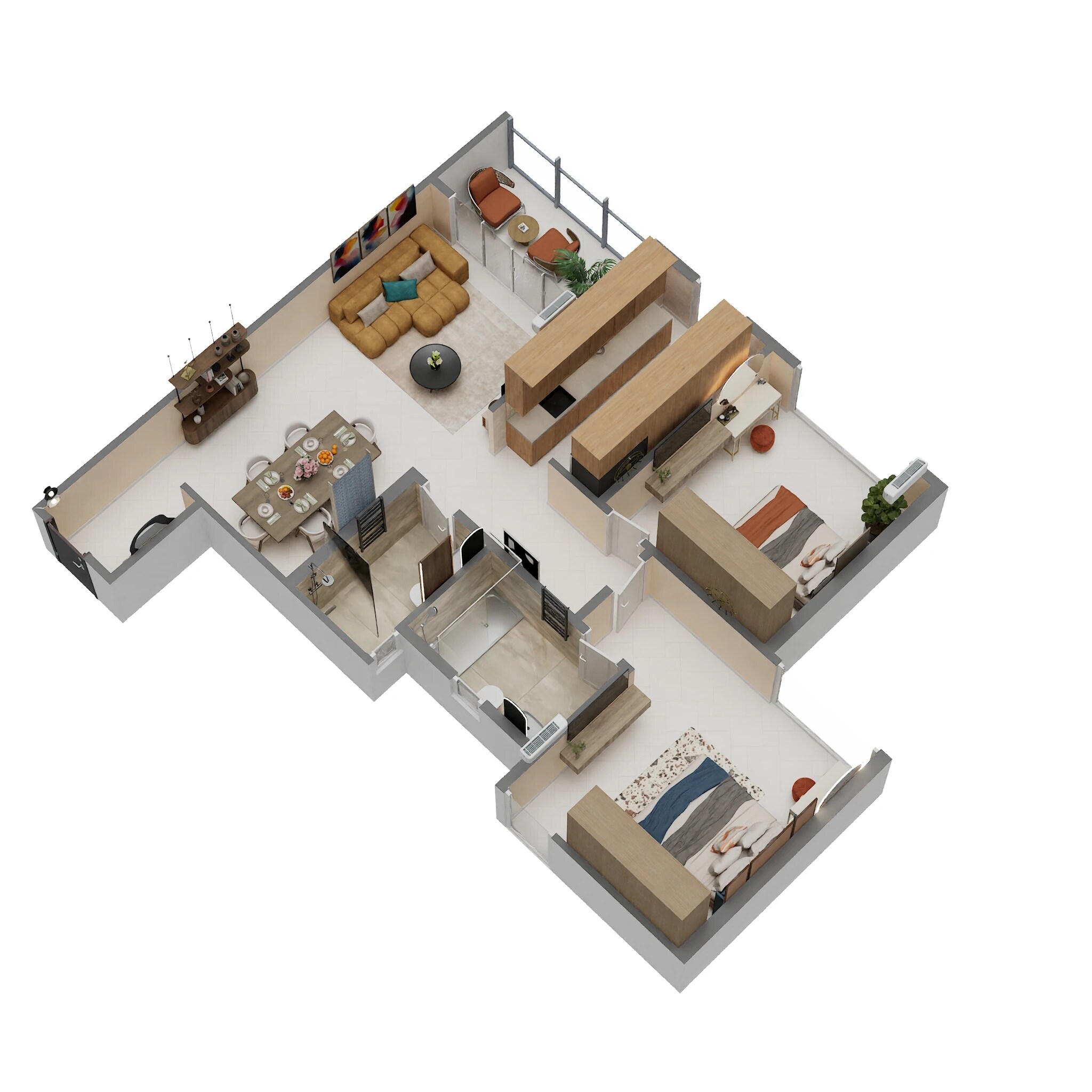 2 BHK 851 Sq. Ft. Apartment