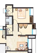 Floor plan of 1 BHK 597 Sq. Ft. Apartment in Dosti Vidisha, Thane