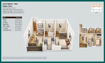 1 BHK Apartment at Dosti West County, Balkum Pada – for Sale