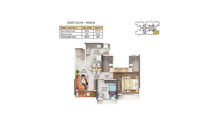 Other, dosti-west-county 2 Bedroom 628 Sq.Ft. Apartment In Balkum Pada Thane 8822511