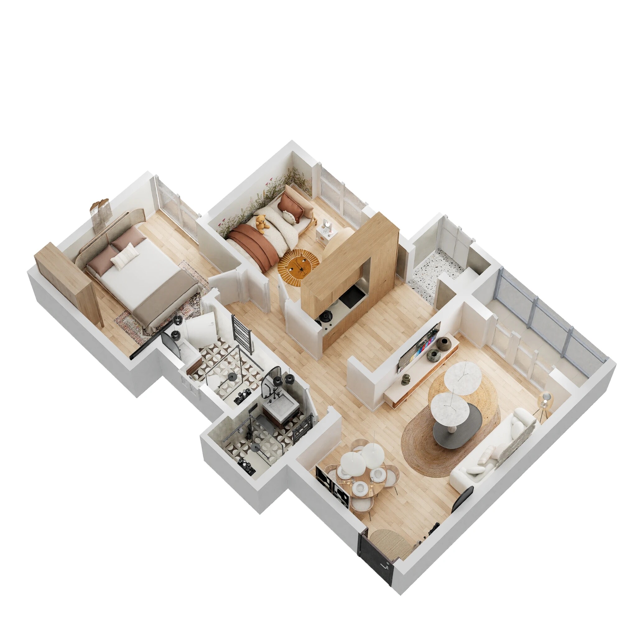 2 BHK 734 Sq. Ft. Apartment