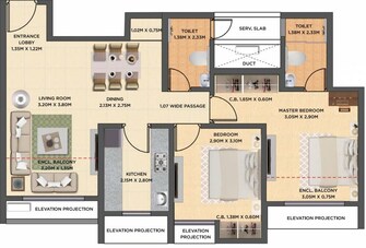 2 BHK Apartment For Rent in Dosti West County Phase 2 Dosti Cedar Balkum Pada Thane  7455801