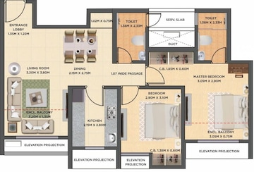 2 BHK Apartment For Rent in Dosti West County Phase 2 Dosti Cedar Balkum Pada Thane  7455801