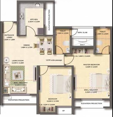  2 BHK Apartment at Dosti West County Phase 2 Dosti Cedar, Balkum Pada – for Sale