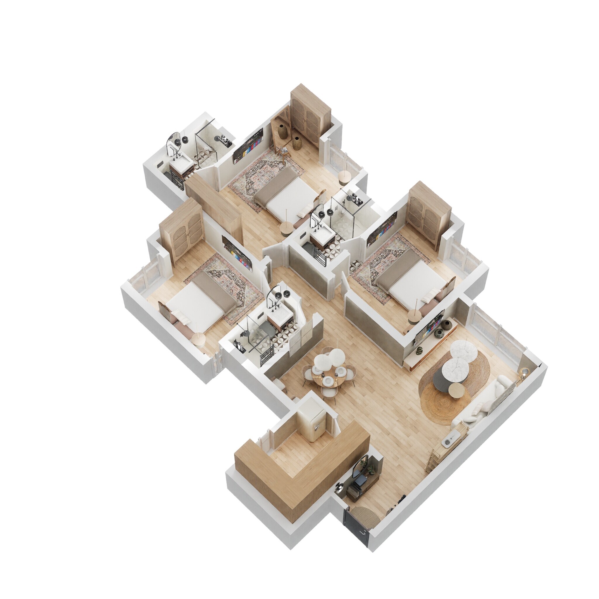 3 BHK 887 Sq. Ft. Apartment