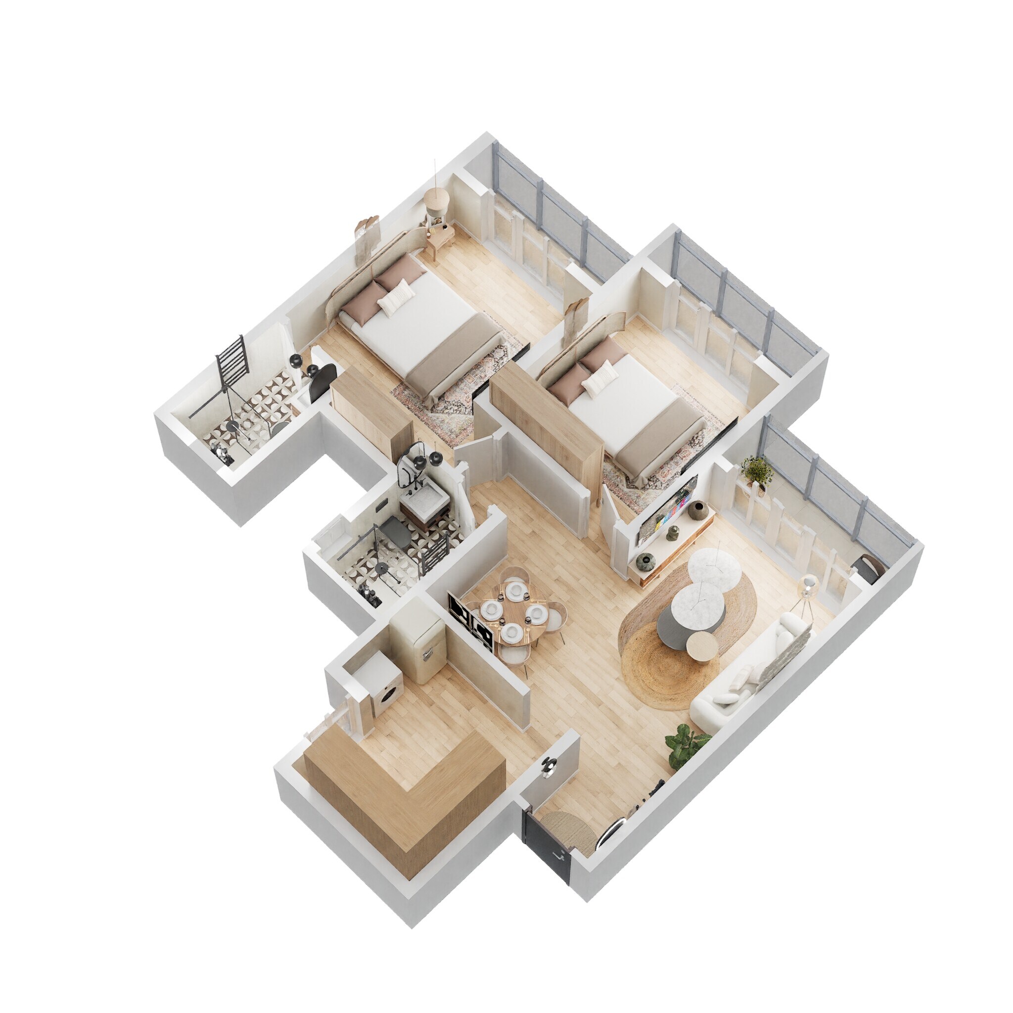 2 BHK 695 Sq. Ft. Apartment