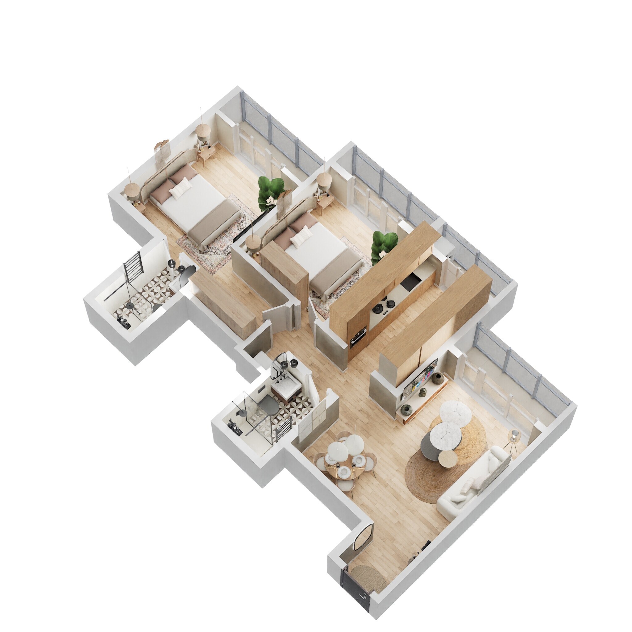 2 BHK 747 Sq. Ft. Apartment