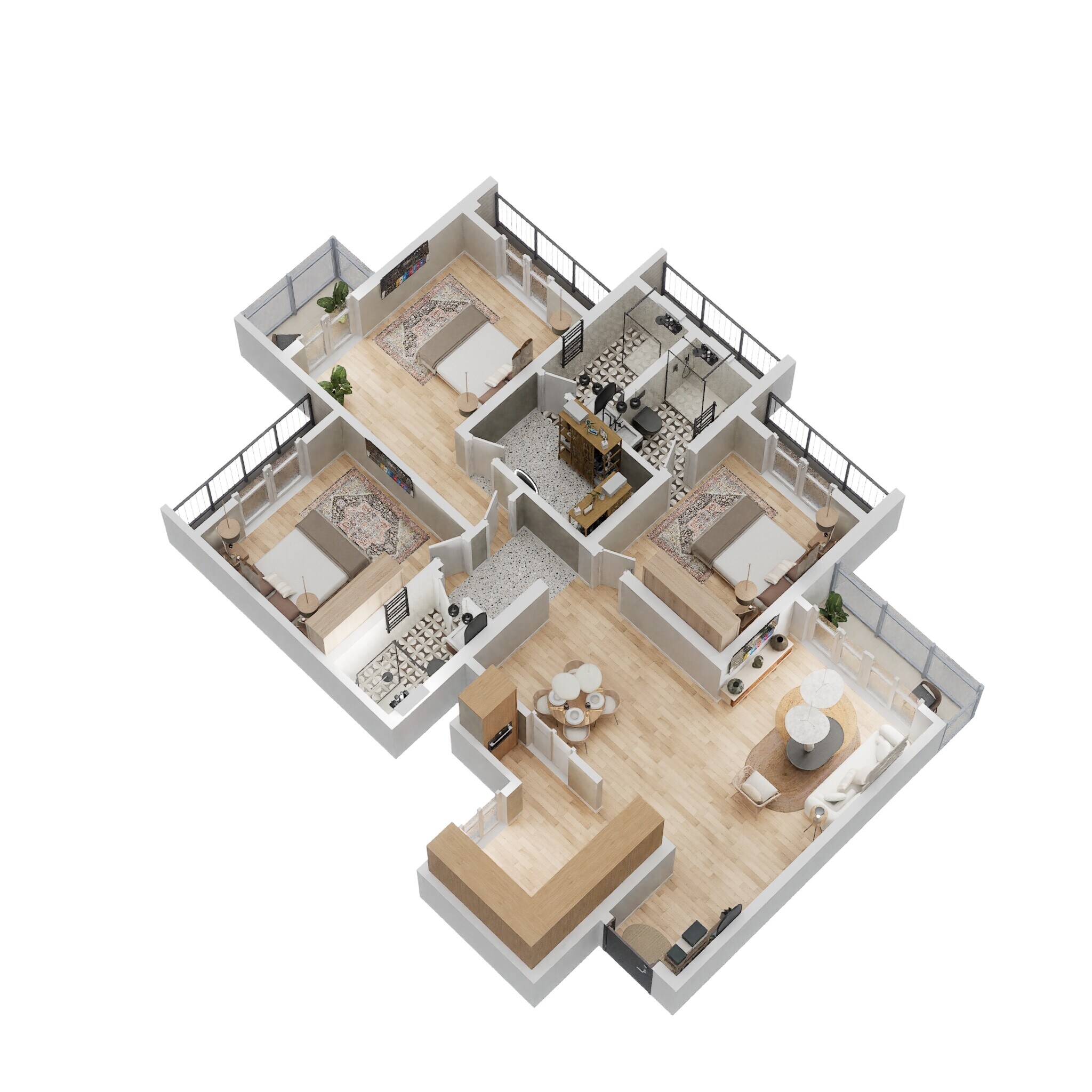 3 BHK 1115 Sq. Ft. Apartment