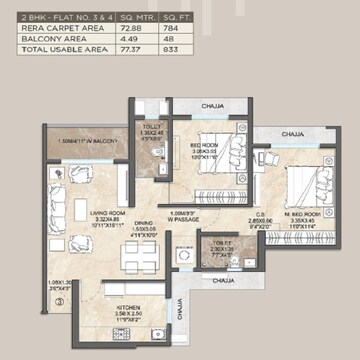  2 BHK Apartment at Dosti Willow, Kolshet Industrial Area – for Sale