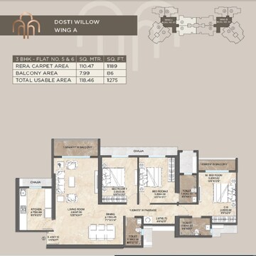  3 BHK Apartment at Dosti Willow, Balkum Pada – for Sale