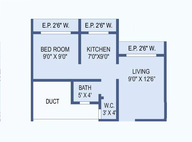 Floor plan of 1 BHK 239 Sq. Ft. Apartment in Dream Aashray Aanand Phase II, Thane