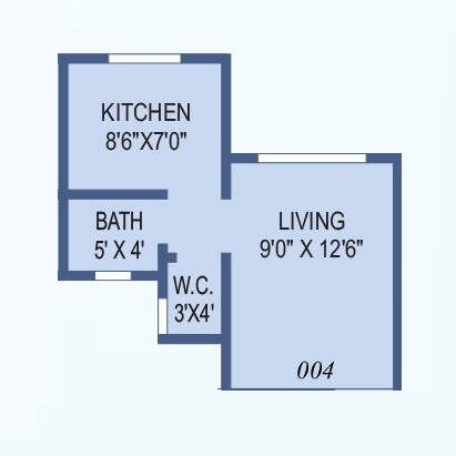 Floor plan of 205 Sq. Ft. Studio in Dream Aashray Aanand Phase II, Thane