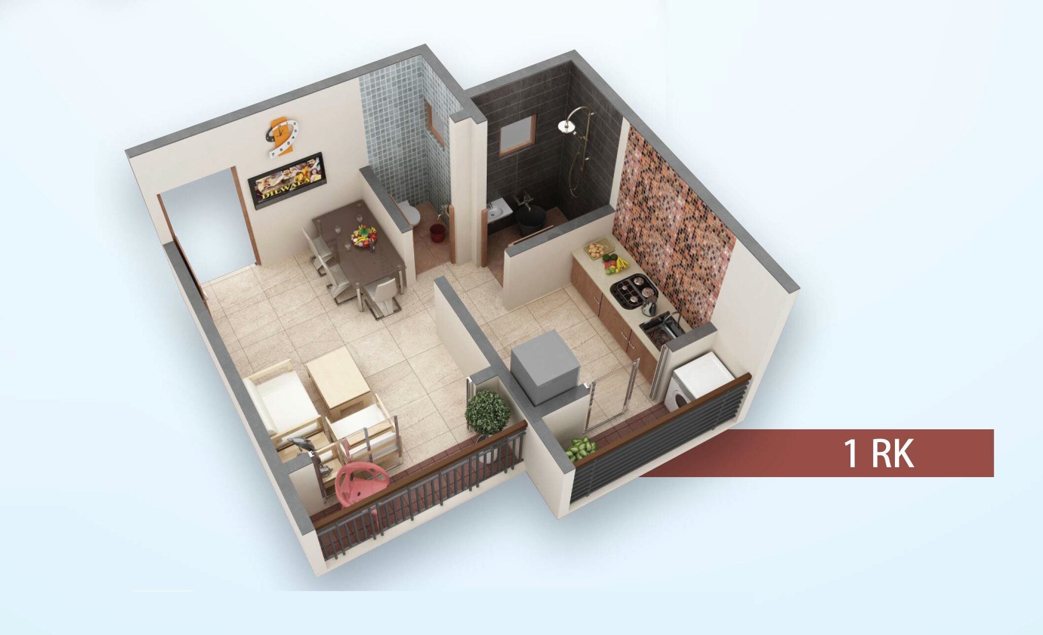 Floor plan of 236 Sq. Ft. Studio in Dream Aashray Aanand Phase II, Thane