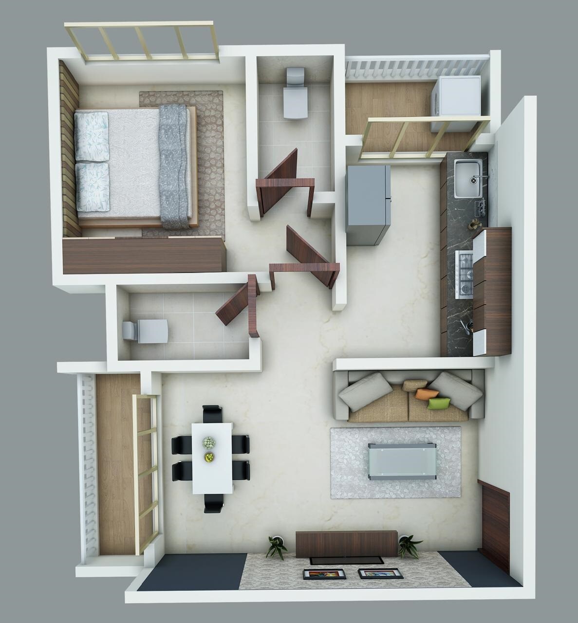 Floor plan of 1 BHK 397 Sq. Ft. Apartment in Dream Jagjeet Residency, Thane