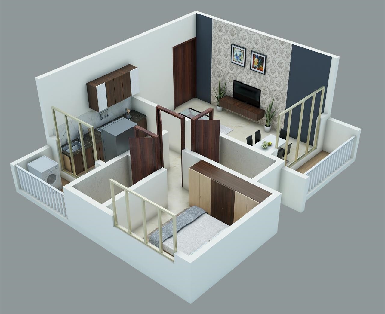 Floor plan of 1 BHK 431 Sq. Ft. Apartment in Dream Jagjeet Residency, Thane
