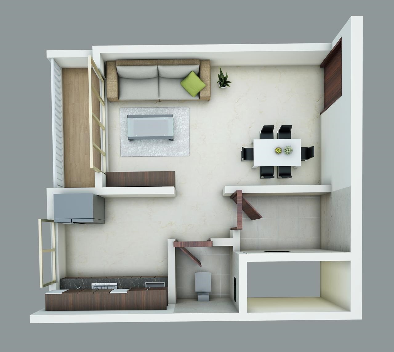Floor plan of 289 Sq. Ft. Studio in Dream Jagjeet Residency, Thane