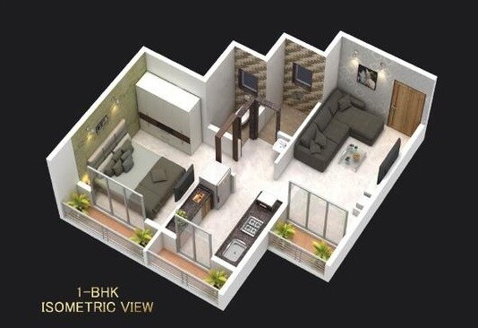 Floor plan of 1 BHK 422 Sq. Ft. Apartment in Dreams Enclave, Thane