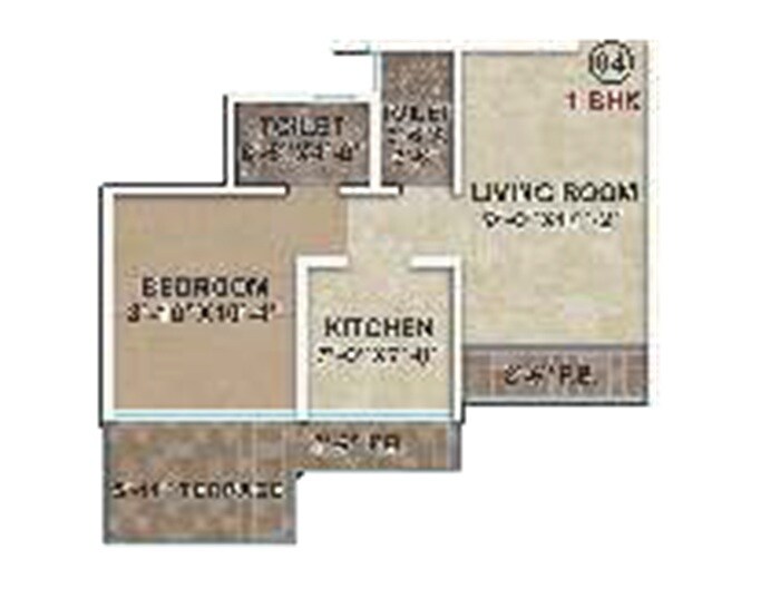 Floor plan of 1 BHK 304 Sq. Ft. Apartment in Dreamz The Classique, Thane