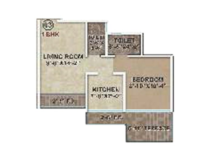Floor plan of 1 BHK 354 Sq. Ft. Apartment in Dreamz The Classique, Thane