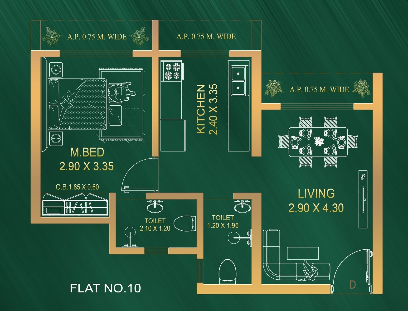 Floor plan of 1 BHK 433 Sq. Ft. Apartment in DS Sky Heritage, Thane