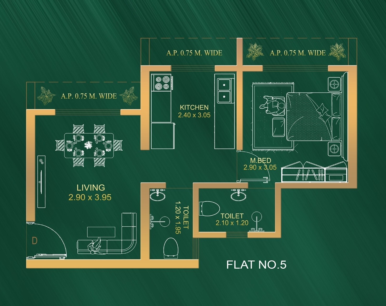 Floor plan of 1 BHK 473 Sq. Ft. Apartment in DS Sky Heritage, Thane