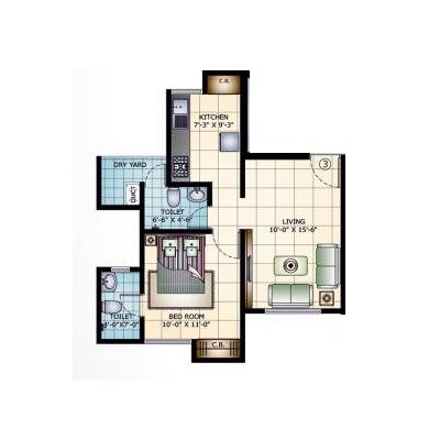 Floor plan of 1 BHK 432 Sq. Ft. Apartment in Dss Mahavir Estella, Thane