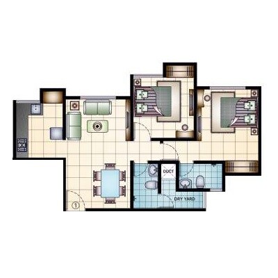 Floor plan of 2 BHK 536 Sq. Ft. Apartment in Dss Mahavir Estella, Thane