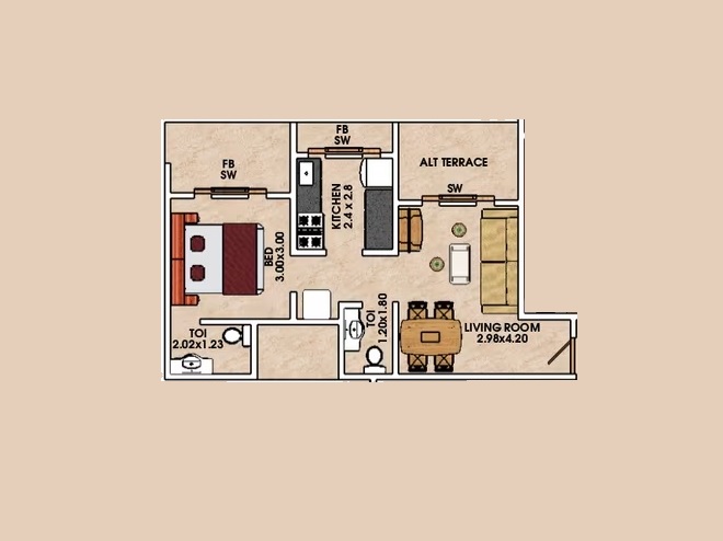 1 BHK 360 Sq. Ft. Apartment in Durga Imperial