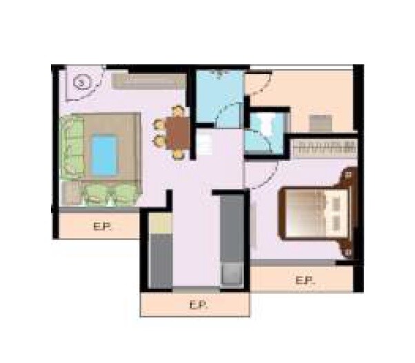 Floor plan of 1 BHK 400 Sq. Ft. Apartment in Dynamic Crest, Thane