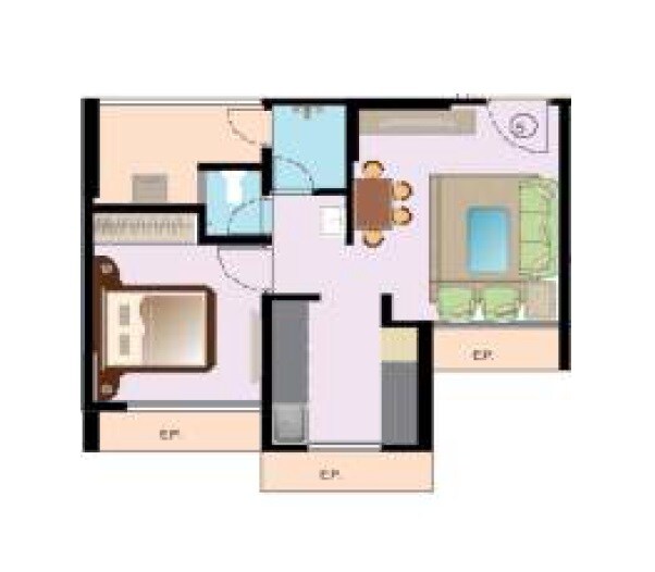 Floor plan of 1 BHK 435 Sq. Ft. Apartment in Dynamic Crest, Thane