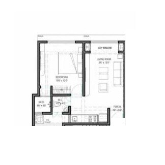 Floor plan of 1 BHK 296 Sq. Ft. Apartment in Ecovastu Madhu Milind Residency, Thane