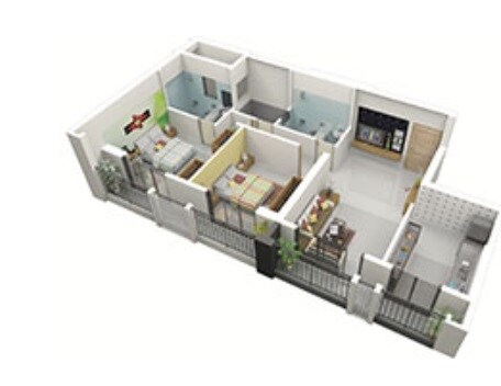 Floor plan of 2 BHK 514 Sq. Ft. Apartment in Ekdanta New Suraj Tower, Thane