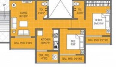 2 BHK 632 Sq. Ft. Apartment
