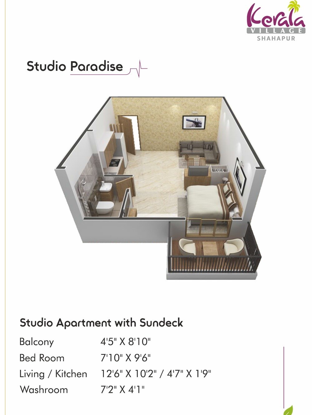 Floor plan of 282 Sq. Ft. Studio in Elixir Kerala Village, Thane