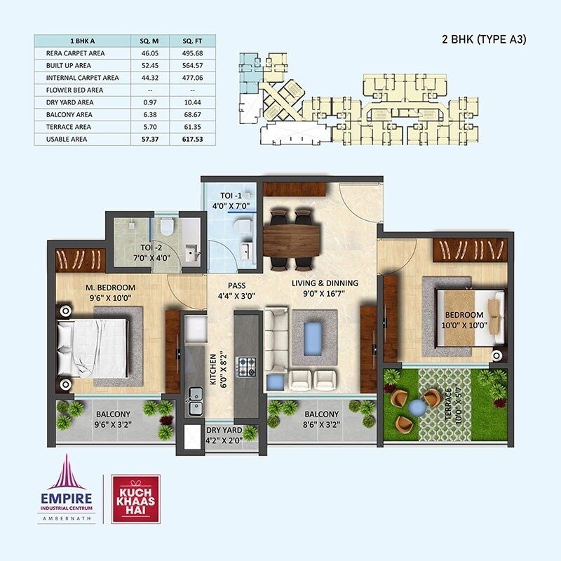 2 BHK 495 Sq. Ft. Apartment