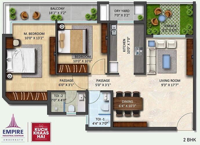 2 BHK 660 Sq. Ft. Apartment