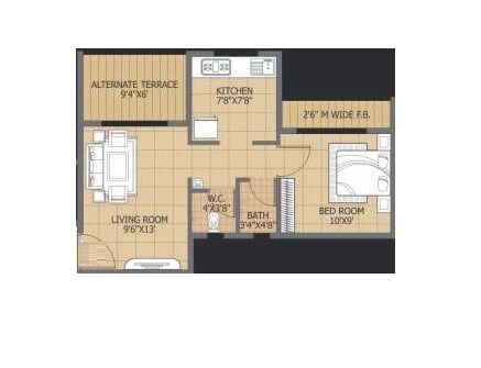 Floor plan of 1 BHK 340 Sq. Ft. Apartment in Enrich Hills, Thane