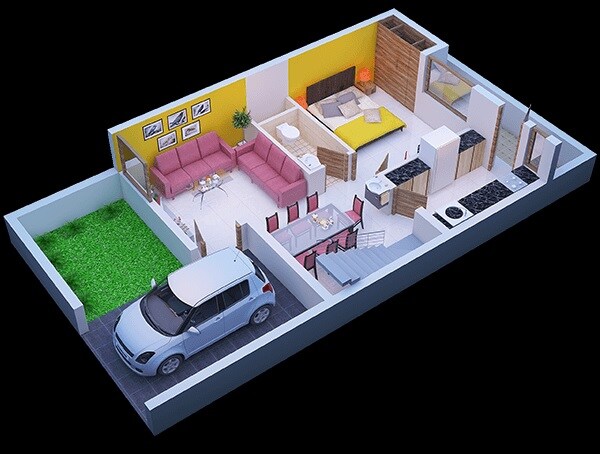 Floor plan of 1 BHK 360 Sq. Ft. Apartment in Evergreen city, Thane