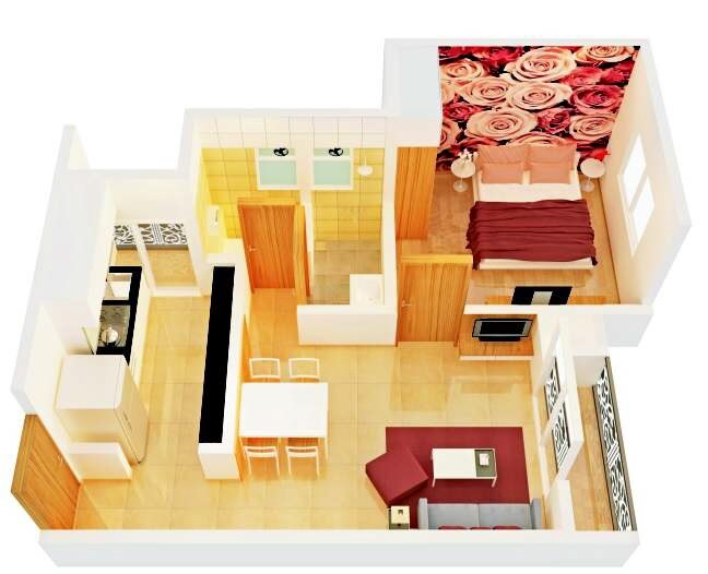 Floor plan of 1 BHK 465 Sq. Ft. Apartment in Falco Greenshire, Thane