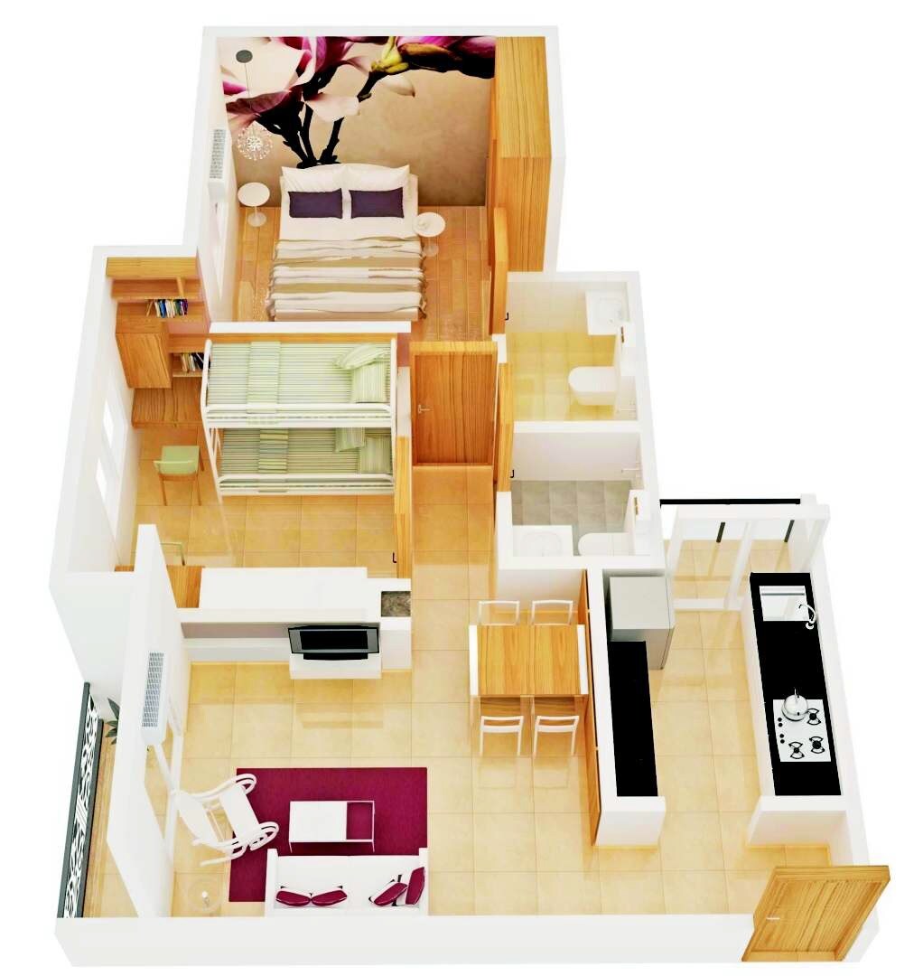 Floor plan of 2 BHK 730 Sq. Ft. Apartment in Falco Greenshire, Thane