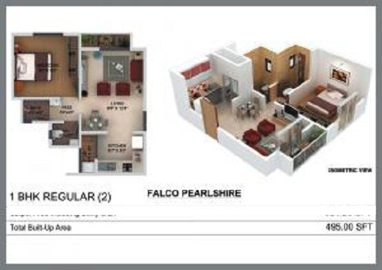 Floor plan of 1 BHK Apartment - 297 sq. ft. in Falco Pearlshire, Thane
