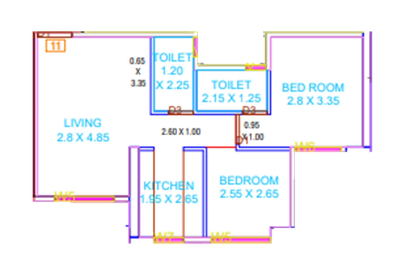 2 BHK 514 Sq. Ft. Apartment