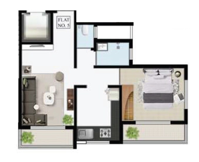 1 BHK 470 Sq. Ft. Apartment