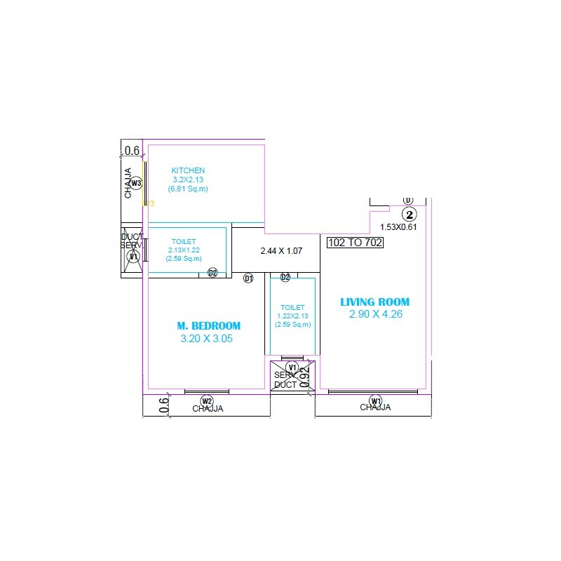 1 BHK 406 Sq. Ft. Apartment