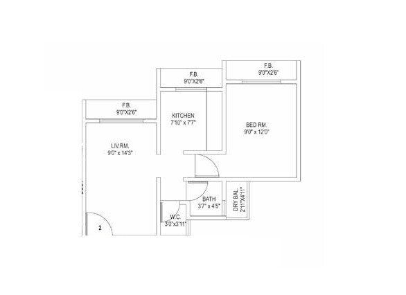 Floor plan of 1 BHK 331 Sq. Ft. Apartment in G Corp Tansa City One, Thane