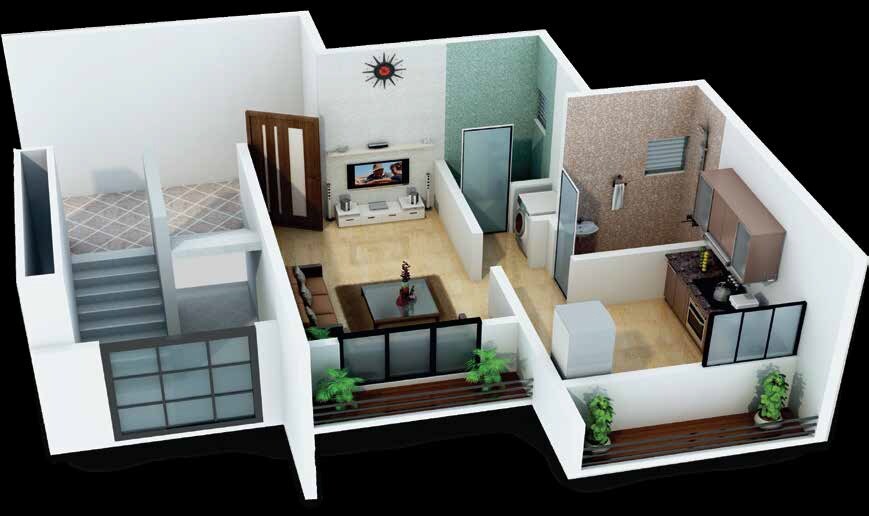 Floor plan of 287 Sq. Ft. Studio in G Corp Tansa City One, Thane