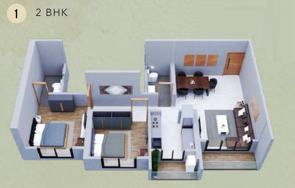 2 BHK 730 Sq. Ft. Apartment
