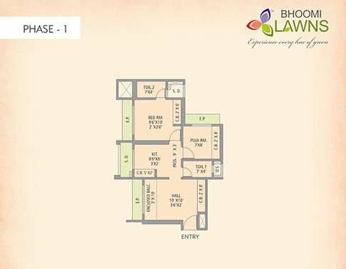 1 BHK 660 Sq. Ft. Apartment in Gajraj Bhoomi Lawns Phase I