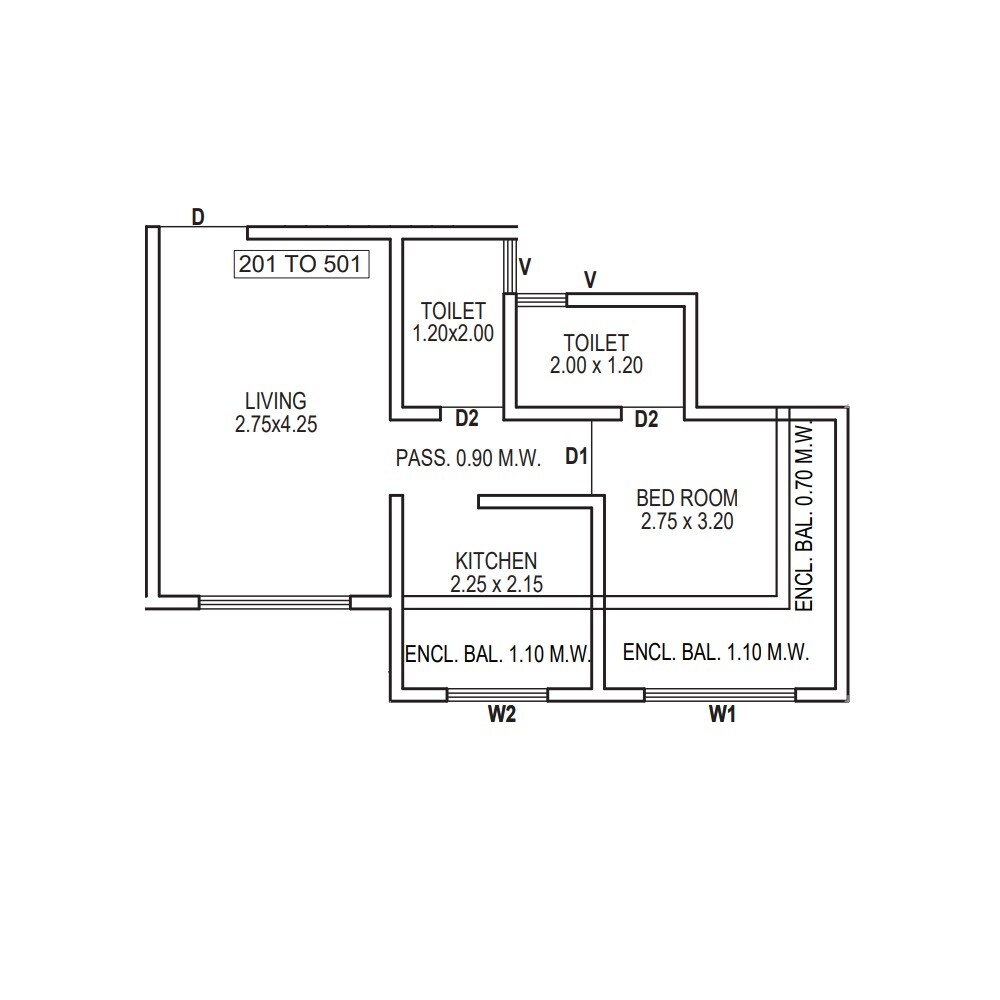 1 BHK 370 Sq. Ft. Apartment