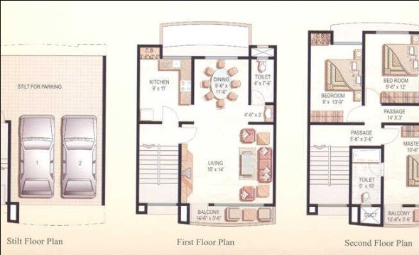 Floor plan of 3 BHK Apartment in Gaurav Greens, Thane